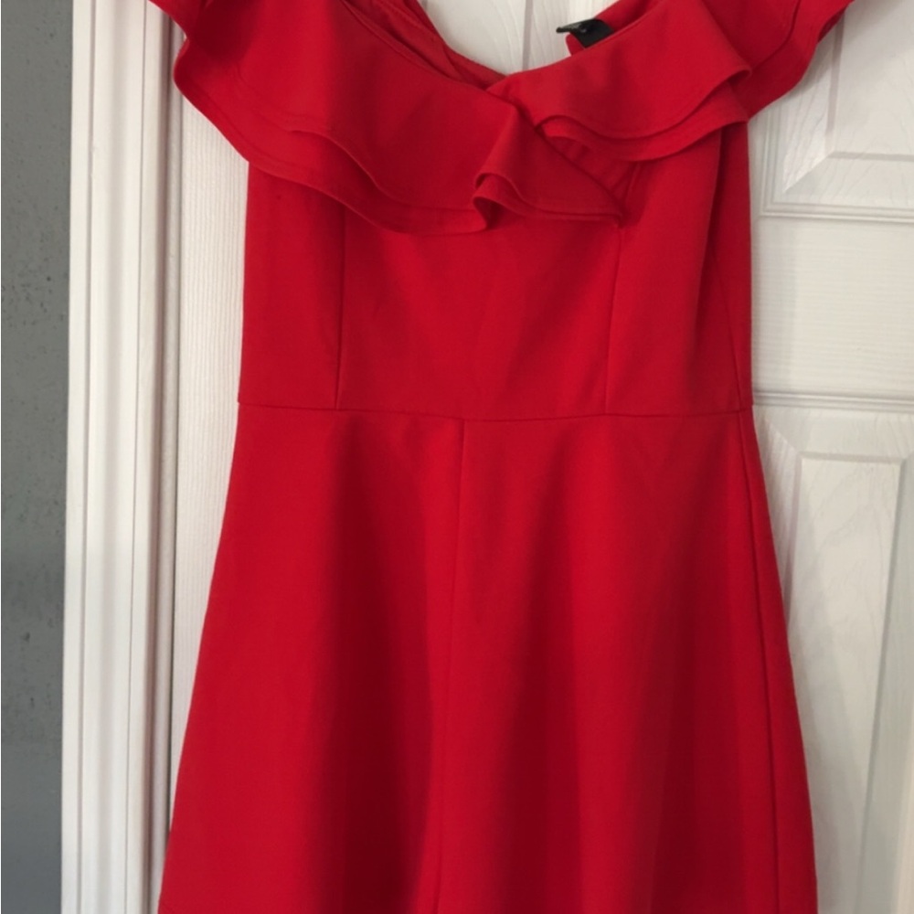 Windsor Red Ruffled Mini Dress/Romper - Picture 2 of 4